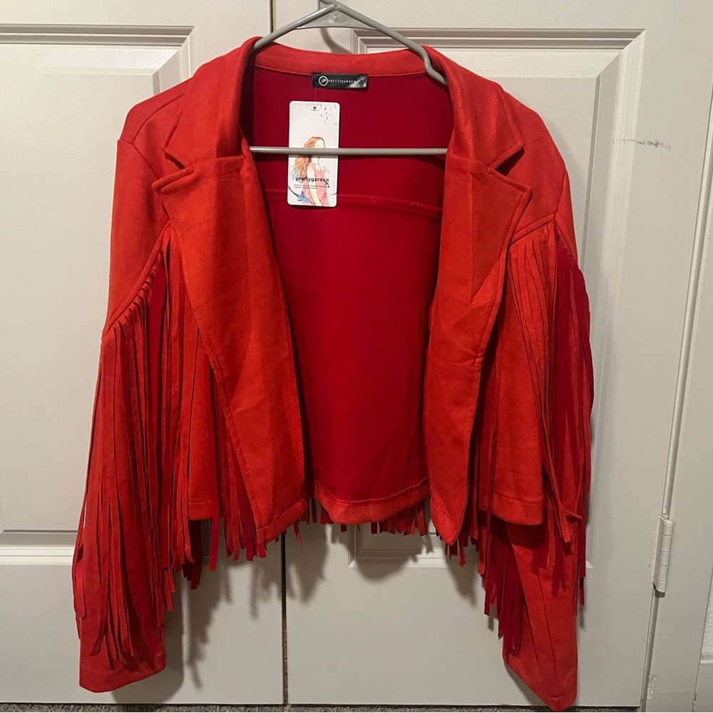 Red Fringe Jacket. Never worn, tags still on
